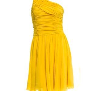 Hailstones Heritage One Shoulder Rouched A Line Yellow Dress Size Small